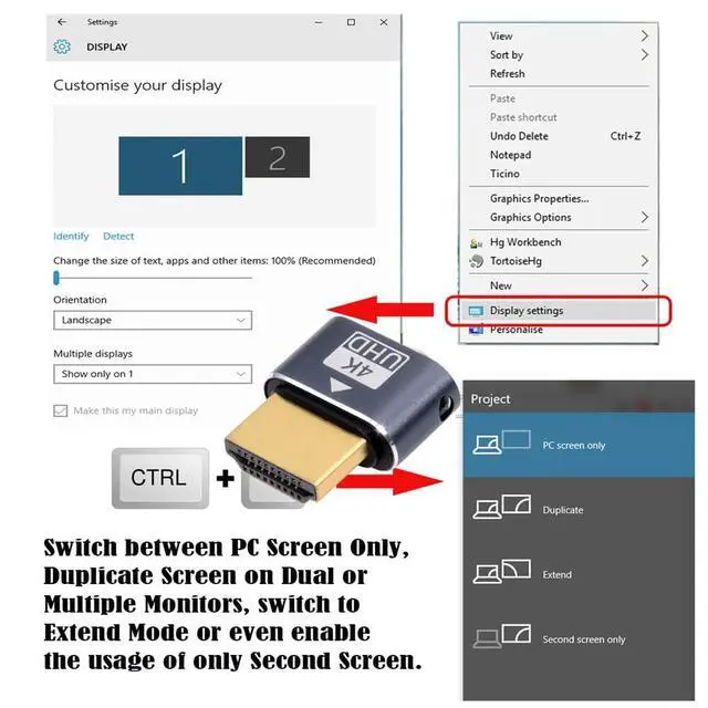 Alt view image 5 of 7 - 4K HDMI 1.4 Virtual Display Adapter DDC EDID Dummy Plug Headless Ghost Display Emulator HDTV 4K@60Hz