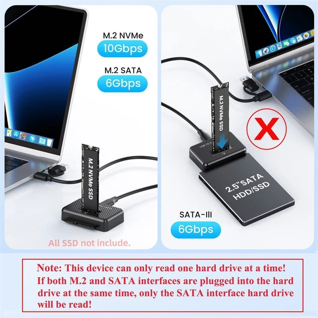 Alt view image 3 of 7 - Xiwai Type-C USB 3.0 USB-C to Dual NVME Enclosure M-Key M.2 NGFF & SATA 2.5 Inch SSD Docking Vertical External PCBA Case