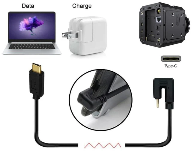 Alt view image 3 of 7 - xiwai USB3.1 Extension Cable Type-C Male to USB-C 360 Degree Opposite Back Angled 10Gbps 4K Data Cord 65W for Hard Drive Monitor 1.0m