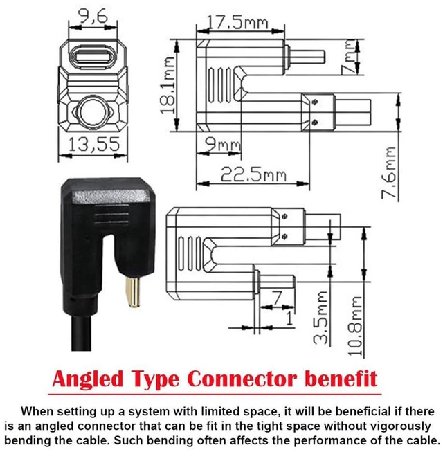Alt view image 4 of 7 - xiwai USB3.1 Extension Cable Type-C Male to USB-C 360 Degree Opposite Back Angled 10Gbps 4K Data Cord 65W for Hard Drive Monitor 1.0m