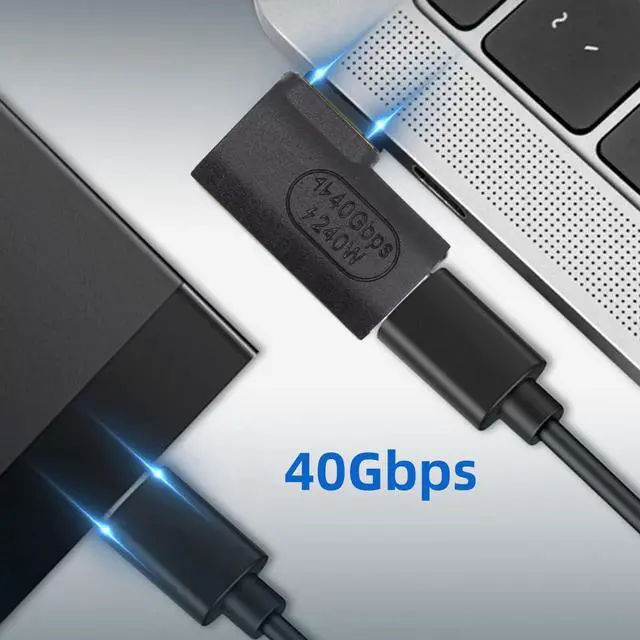 Alt view image 6 of 7 - 40Gbps USB4 Type C 240W Power Data 8K Video Male to Female Extension Left Right Angled Adapter for NS Phone Laptop