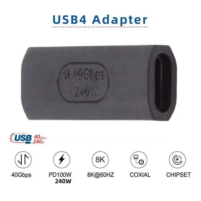 Alt view image 2 of 7 - USB4 Type C Female to Female Extension 240W Power 40Gbps Data 8K Video Straight Connector Adapter for NS Phone Laptop