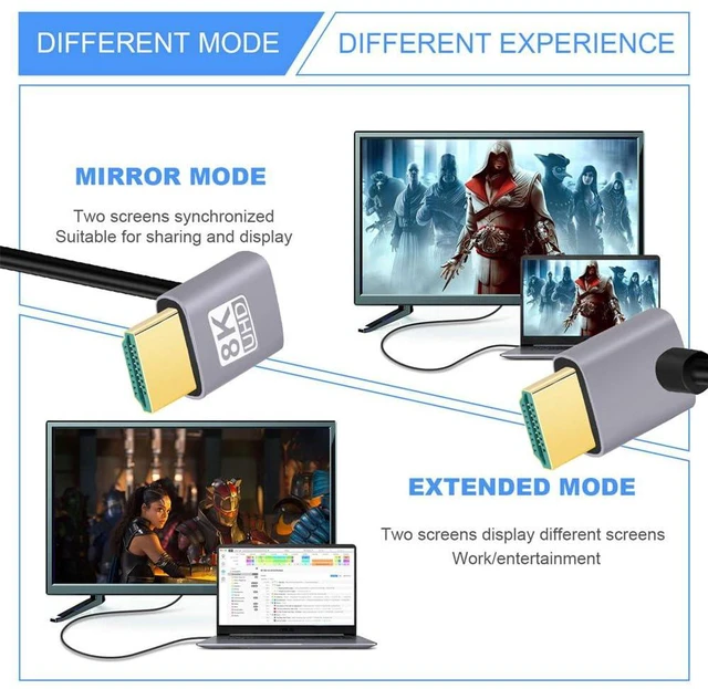 Alt view image 7 of 7 - xiwai HDMI 2.1 Type-A Ultra Thin HDTV Cable 8K 4K Hyper Super Flexible Slim Cord Down Angled to Up Angled 90 Degree for HDTV Computer 1.64ft/0.5m