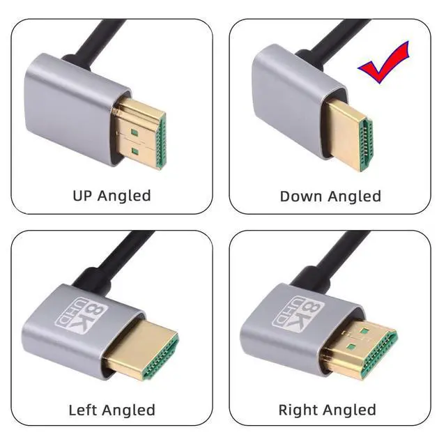 Alt view image 2 of 7 - Cable HDMI 2.1 Ultra Thin HDTV Cable 8K 4K Hyper Super Flexible Slim Cord Down Angled to Down Angled 90 Degree Type-A for Computer HDTV (50cm)