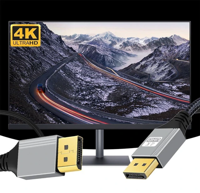 Alt view image 7 of 7 - xiwai DP to DP Cable 4K 60hz DisplayPort Cable Silver Sleeve Ultra-HD UHD for Desktop Laptop Monitor Graphics Card, 1m