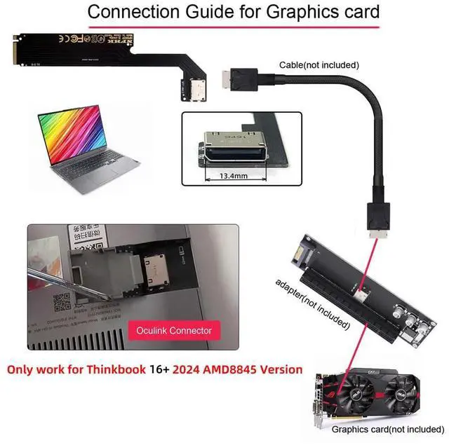 Alt view image 7 of 7 - xiwai PCI-E 4.0 4X NVMe M.2 M-Key to Oculink SFF-8612 SFF-8611 Host Adapter for 2024 ThinkBook 16+ AMD8845 External Graphics Card & SSD