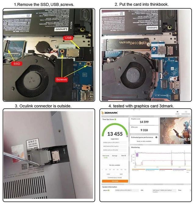 Alt view image 3 of 7 - xiwai Oculink SFF-8612 SFF-8611 to PCI-E 3.0 M.2 M-Key Host Adapter for ThinkBook 16+ External Graphics Card & SSD