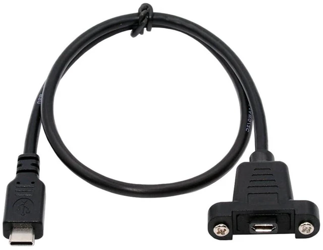 Main image of xiwai USB 2.0 Extension Cords 1.6FT, Micro USB 5Pin Female to Type-C Male Charging Data Cable with Panel Mount Screws for Camera, Mobile Hard Disk, MP3 Player, GPS Receiver and More