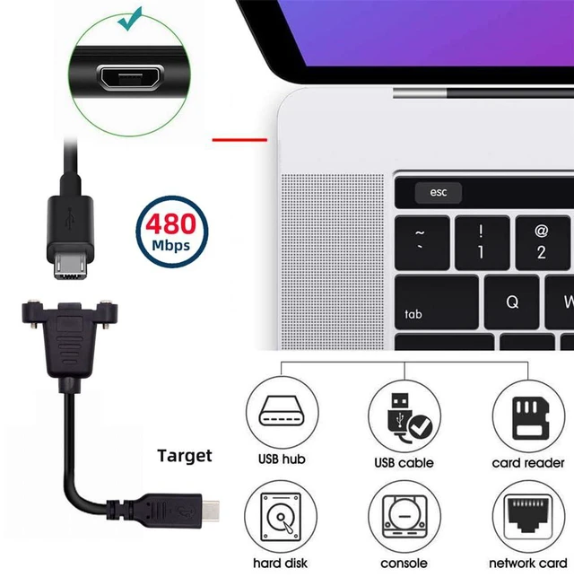 Alt view image 7 of 7 - xiwai USB 2.0 Extension Cords 1.6FT, Micro USB 5Pin Female to Type-C Male Charging Data Cable with Panel Mount Screws for Camera, Mobile Hard Disk, MP3 Player, GPS Receiver and More