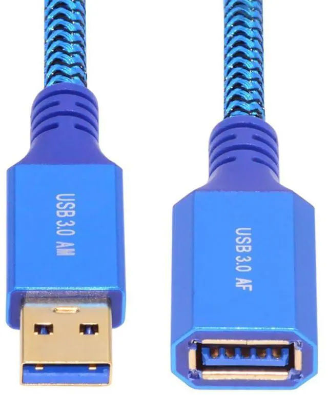 Main image of xiwai 5Gbps USB 3.0 Type-A Male to USB3.0 A Female Extension Braided Cable Sleeve Blue for Disk SSD Camera Data 0.6m