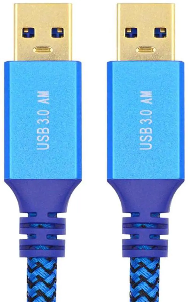 Main image of xiwai 5Gbps USB 3.0 Type-A Male to USB3.0 A Male Extension Braided Cable Sleeve Blue for Disk SSD Camera Data 0.3m