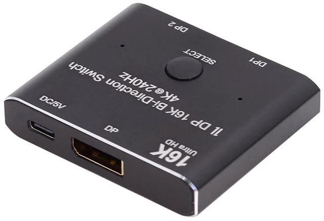 Main image of Xiwai DP Bi-Direction 2x1 Splitter DisplayPort 2.0 Switcher Box Selector Hub Support HDCP SST Extended 16K@60hz 4K@240hz Convertor Compatible with PC Monitor