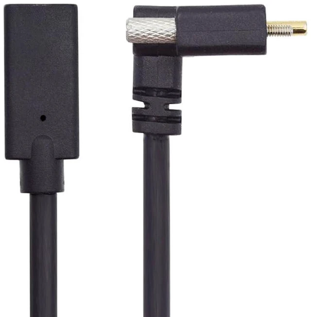 Main image of xiwai Screw Locking USB 3.1 Type C USB-C Cable Up Angled Male to Female Extension Data Cord for Realsense Camera VR Quest Link 0.3m