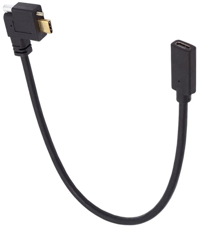 Alt view image 2 of 7 - xiwai Screw Locking USB 3.1 Type C USB-C Cable Right Angled Male to Female Extension Data Cord for Realsense Camera VR Quest Link 0.3m