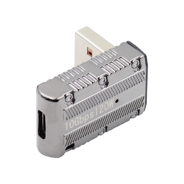 Alt view image 6 of 7 - xiwai USB 3.1 Type C Female to USB 3.0 A Male Adapter 10Gbps Mecha Cyberpunk Styles USB-C 90 Degree Low Profile Type Down Angled 120W Power Data Converter Alloy Shell for Phone Laptop