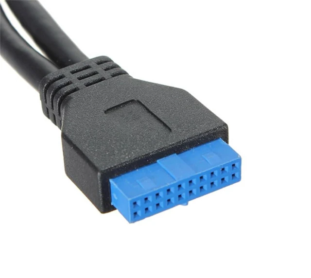 Alt view image 2 of 7 - xiwai USB 3.0 Female 2 Ports to Motherboard 20pin Header Cable 20cm for Front Panel