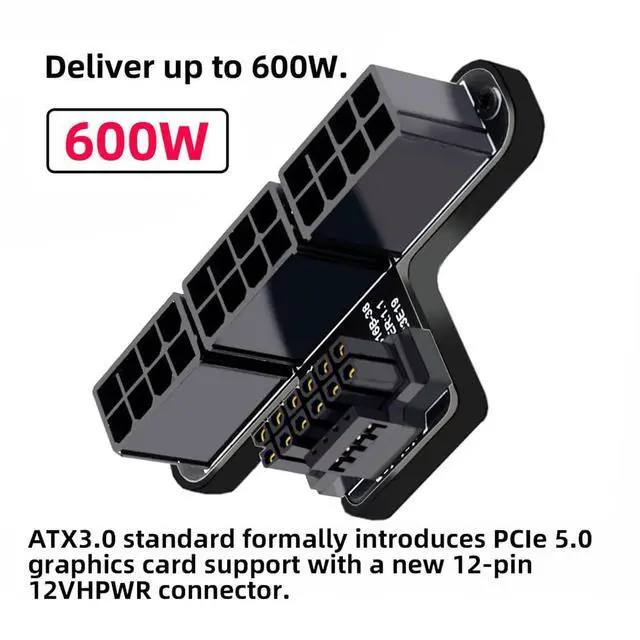 Alt view image 3 of 7 - ATX3.0 PCI-E 5.0 12VHPWR Power Modular to 3xPCIe ATX 8P Type-B Up Angled 90 Degree Adapter for 16Pin 12+4P Graphics Card 4080 5090TI