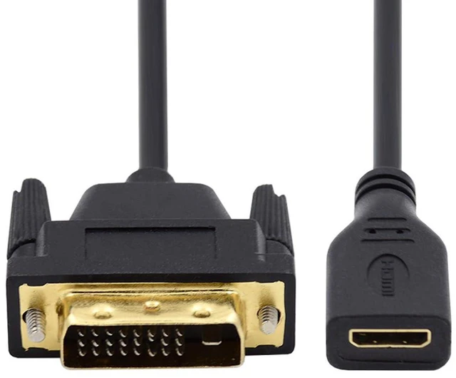 Main image of xiwai 20cm Mini HDMI 1.4 Type-C 4K to DVI 24+1 Cable -Male to Female Extension Cord for Computer HDTV Graphics Card UHD Black
