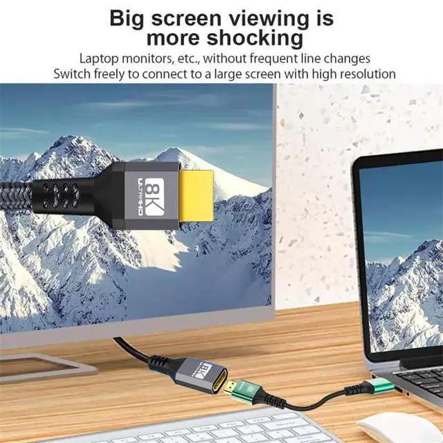 Alt view image 4 of 7 - HDMI 2.1 Male to Female Extension Cable 8K 60hz/4K 120hz 48Gbs with Audio 3D HDMI-Ultra-HD Compatibility 30cm