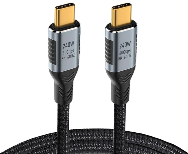 Alt view image 2 of 7 - xiwai USB-C USB4 Cable 240W 40Gbps USB3.1 100W 8K@60Hz 5K USB4.0 Data Transfer Cord Compatible with Thunderbolt3/4 1.8M