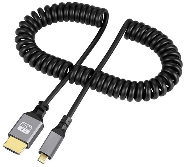 Alt view image 2 of 7 - xiwai 4K 60hz HDMI Male to Micro HDMI 2.0 Male Coiled Stretch Cable Straight Connector for HDTV Monitor Computer Laptop