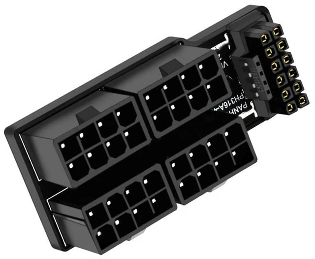 Alt view image 2 of 7 - xiwai PCIe 5.0 Power Modular Adapter to Four ATX 8P 16Pin(12+4) 12VHPWR Connector Down Angled 90 Degree for 4080 5090TI Graphics Card