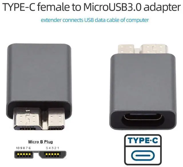 Alt view image 6 of 7 - xiwai USB-C USB 3.1 Type C Female to Micro USB 3.0 Male Data Adapter 10Gbps Data Power for Laptop SSD Disk