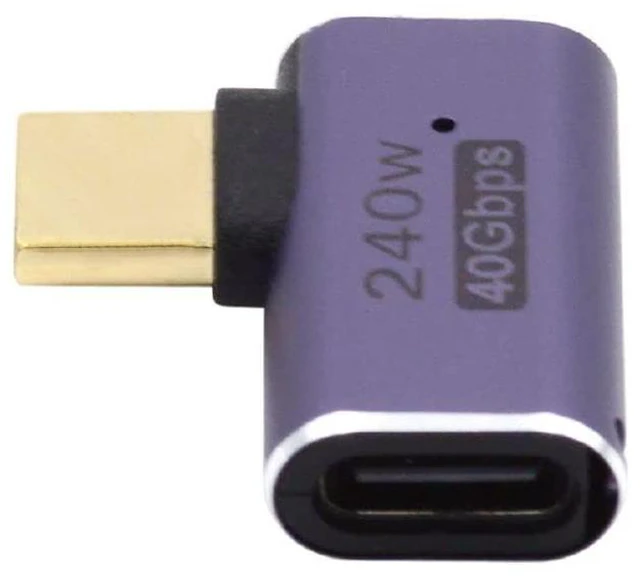 Main image of xiwai USB4 240W 40Gbps 8K 60Hz Adapter, Type C Male to Female 240W Power 40Gbps Data 8K Video Adapter for NS Phone Laptop (Male to Female Left Right Angled)