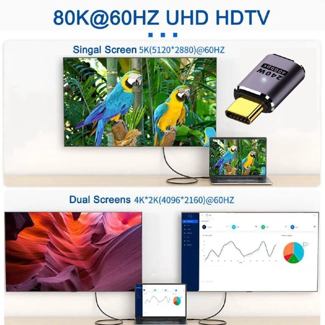Alt view image 7 of 7 - xiwai USB4 240W 40Gbps 8K 60Hz Adapter, Type C Male to Female 240W Power 40Gbps Data 8K Video Adapter for NS Phone Laptop (Male to Female)