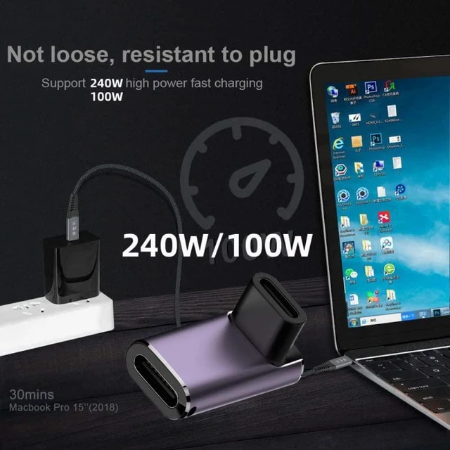 Alt view image 7 of 7 - xiwai USB4 Type C 240W Power 40Gbps Female to Female Data 8K Video Adapter Up Down Angled for NS Phone Laptop