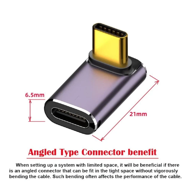 Alt view image 2 of 7 - xiwai USB4 240W 40Gbps 8K 60Hz Adapter, Type C Male to Female 240W Power 40Gbps Data 8K Video Adapter for NS Phone Laptop (Male to Female Up Down Angled)
