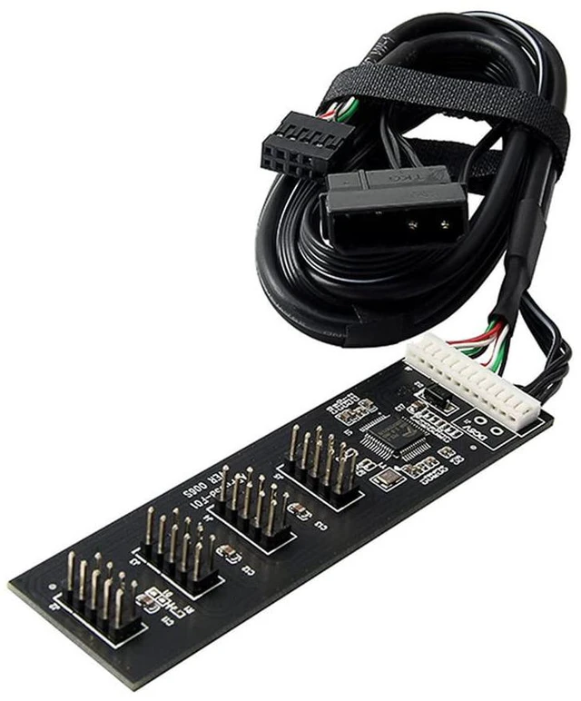 Alt view image 2 of 7 - xiwai USB 2.0 9pin 10pin Header 1 to 4 Female Splitter Extension Cable HUB with IDE 5V Power Connector Adapter Port Multilier