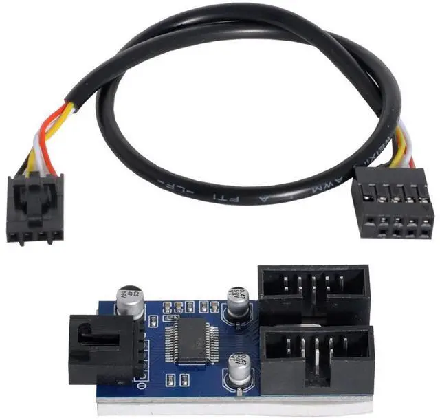 Alt view image 5 of 5 - Motherboard 9pin USB 2.0 Header 1 to 2 Female Extension Cable HUB Connector Adapter Port Multilier