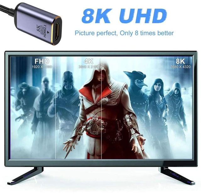 Alt view image 7 of 7 - xiwai DisplayPort 1.4 Source to HDMI 2.0 Display 8K 60hz UHD 4K DP to HDMI Female Monitor Adapter Cable