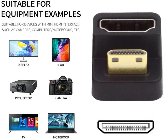 Alt view image 2 of 7 - xiwai 360 Degree Down Opposite U Shape Back Angled Mini HDMI 1.4 Male to HDMI Female Extension Adapter Converter