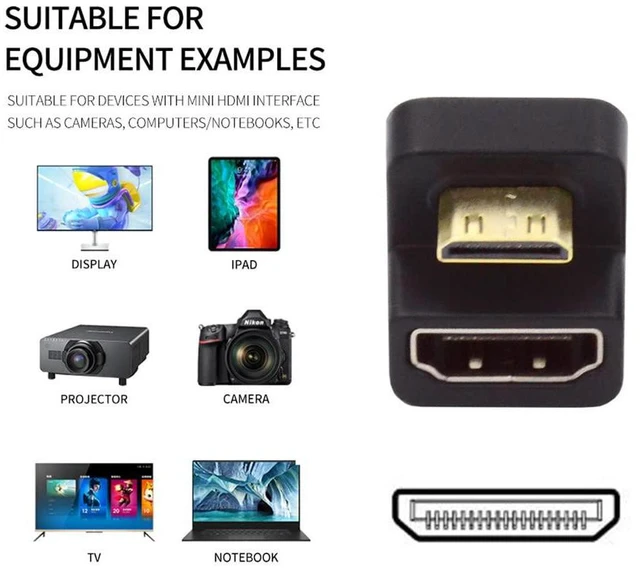 Alt view image 5 of 7 - xiwai 360 Degree Up Opposite U Shape Back Angled Mini HDMI 1.4 Male to HDMI Female Extension Adapter Converter