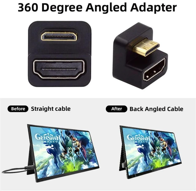 Alt view image 6 of 7 - xiwai 360 Degree Up Opposite U Shape Back Angled Mini HDMI 1.4 Male to HDMI Female Extension Adapter Converter