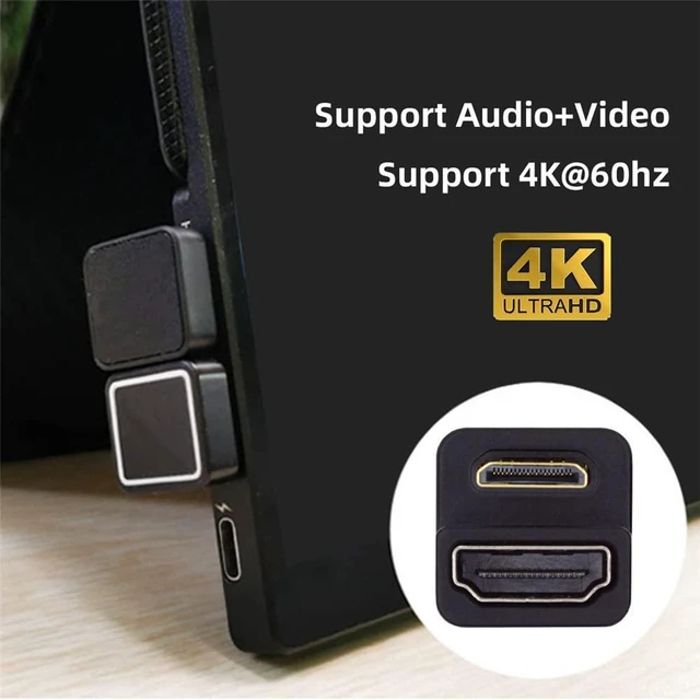 Alt view image 7 of 7 - xiwai 360 Degree Up Opposite U Shape Back Angled Mini HDMI 1.4 Male to HDMI Female Extension Adapter Converter