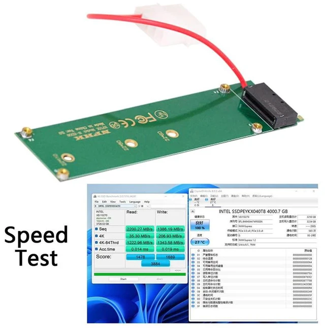 Alt view image 2 of 7 - xiwai Ruler 1U GEN-Z EDSFF Short SSD E1.S to NVMe NGFF M-Key 4X Host Carrier Adapter with Power