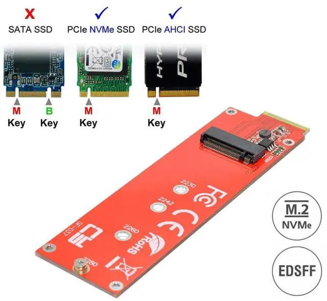 Alt view image 5 of 7 - xiwai NVMe NGFF M-Key 4X Host Adapter to Ruler 1U GEN-Z EDSFF Short SSD E1.S Carrier Adapter