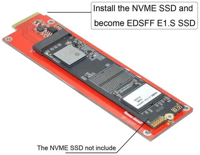 Alt view image 6 of 7 - xiwai NVMe NGFF M-Key 4X Host Adapter to Ruler 1U GEN-Z EDSFF Short SSD E1.S Carrier Adapter