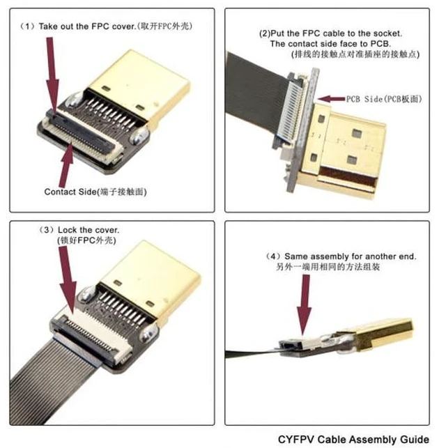 Alt view image 5 of 6 - JSER CYFPV USB2.0 Micro-USB USB-C Male Female Connector Socket for FPV HDTV Multicopter Aerial Photography (Cable-0.8M)