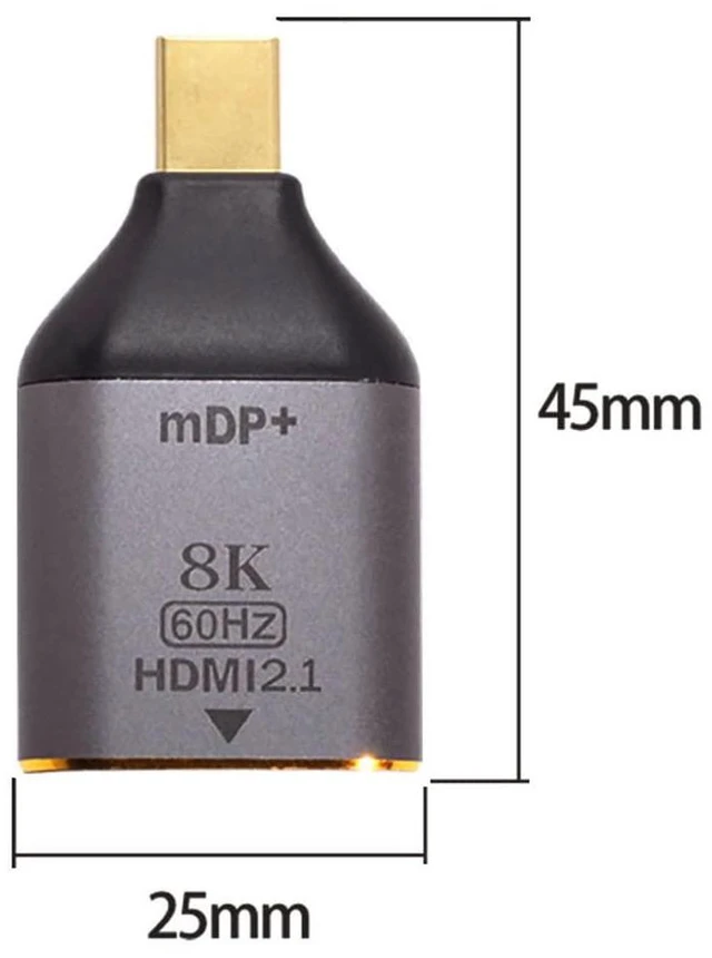 Alt view image 3 of 7 - xiwai Mini DisplayPort 1.4 Source to HDMI 2.0 Display 8K 60hz UHD 4K Mini-DP to HDMI Male Monitor Adapter Connector