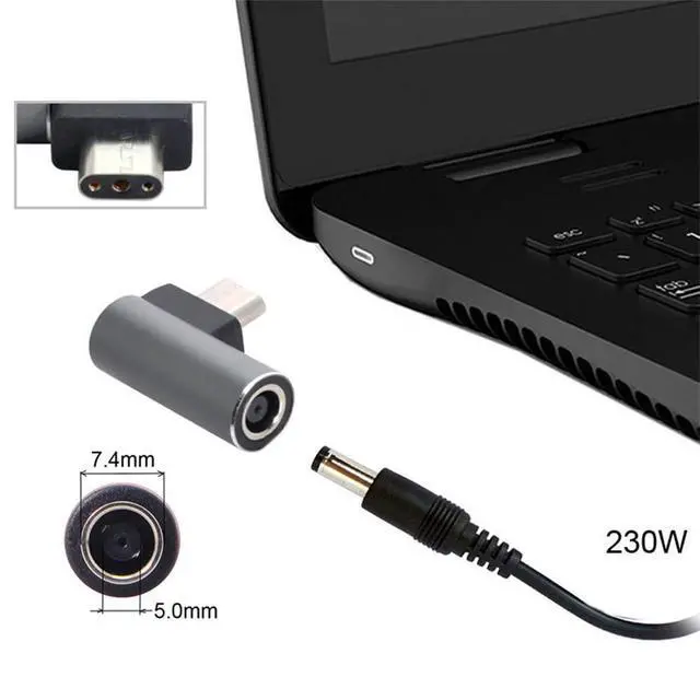 Alt view image 2 of 7 - xiwai DC Jack 7.4 * 5.0mm Input to 3Pin Power Plug Adapter Compatible for Laptop Blade Pro 17 and Blade 15 Model Support 230W/160W Charge Adapter