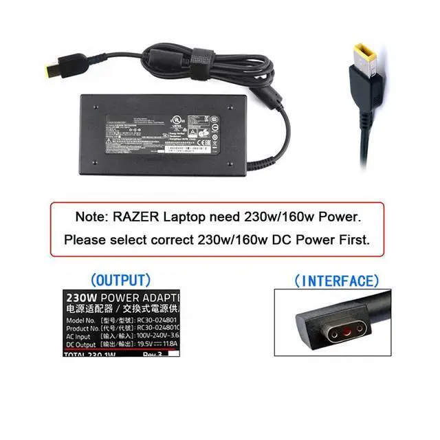 Alt view image 6 of 7 - xiwai DC Jack 7.4 * 5.0mm Input to 3Pin Power Plug Adapter Compatible for Laptop Blade Pro 17 and Blade 15 Model Support 230W/160W Charge Adapter