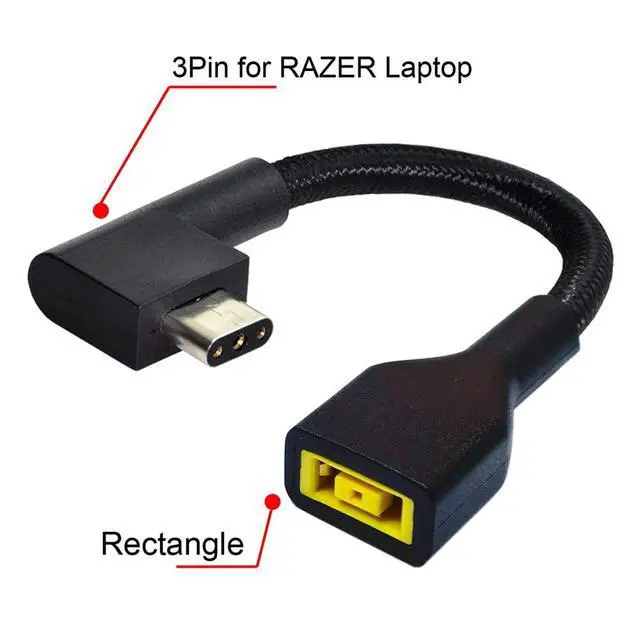 Alt view image 3 of 7 - xiwai Rectangle Jack 11.0 * 4.5mm Input to 3Pin Power Plug Cable Compatible for Laptop Blade Pro 17 and Blade 15 Model Support 230W/160W Charge Adapter