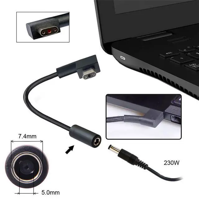 Alt view image 4 of 7 - xiwai DC Jack 7.4 * 5.0mm Input to 3Pin Power Plug Cable Compatible for Laptop Blade Pro 17 and Blade 15 Model Support 230W/160W Charge Adapter