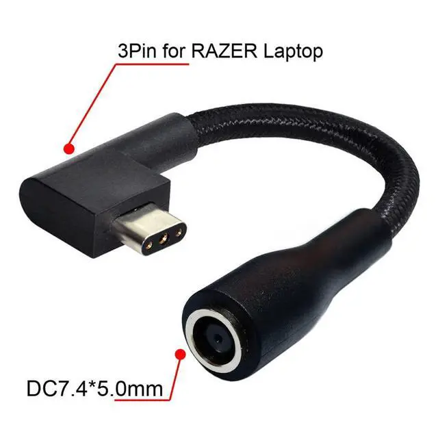 Alt view image 5 of 7 - xiwai DC Jack 7.4 * 5.0mm Input to 3Pin Power Plug Cable Compatible for Laptop Blade Pro 17 and Blade 15 Model Support 230W/160W Charge Adapter