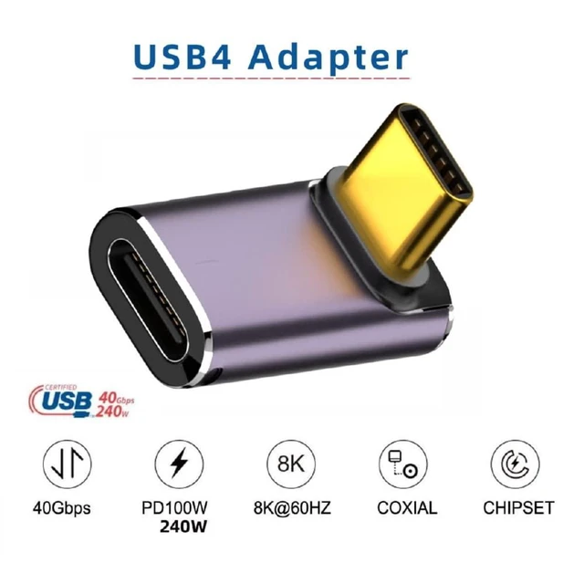 Alt view image 5 of 7 - xiwai USB4 240W 40Gbps 8K 60Hz Adapter, Type C Male to Female 240W Power 40Gbps Data 8K Video Adapter for NS Phone Laptop (Male to Female Up Down Angled)