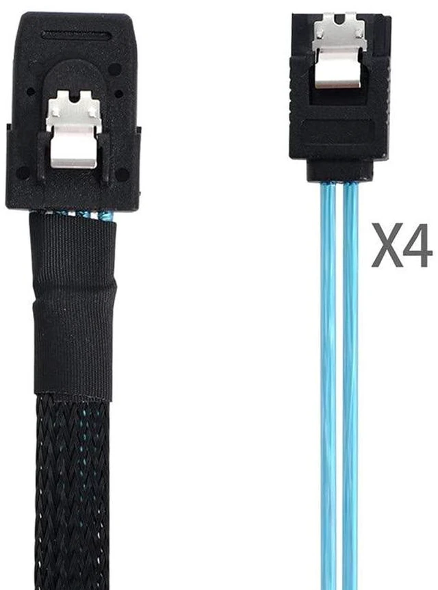Alt view image 7 of 7 - xiwai 6Gbps Internal Mini SAS SFF-8087Host to 4 SATA 7pin Target Hard Disk Cable 1.6FT for Data Server Raid